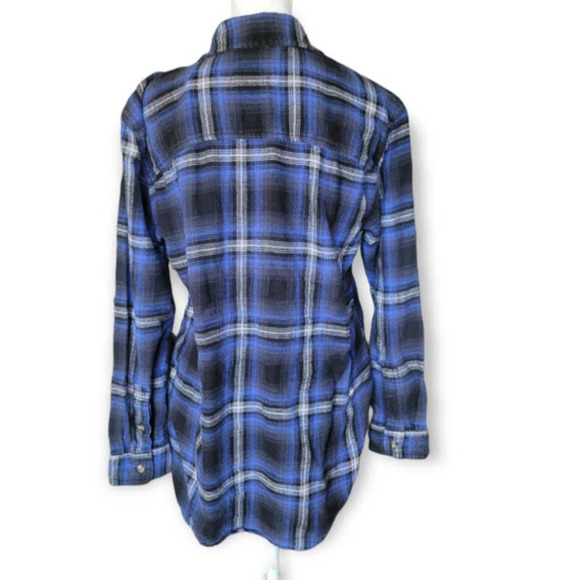 American Eagle Oversized Fit Button Down Flannel Blue Size Small - Picture 5 of 8